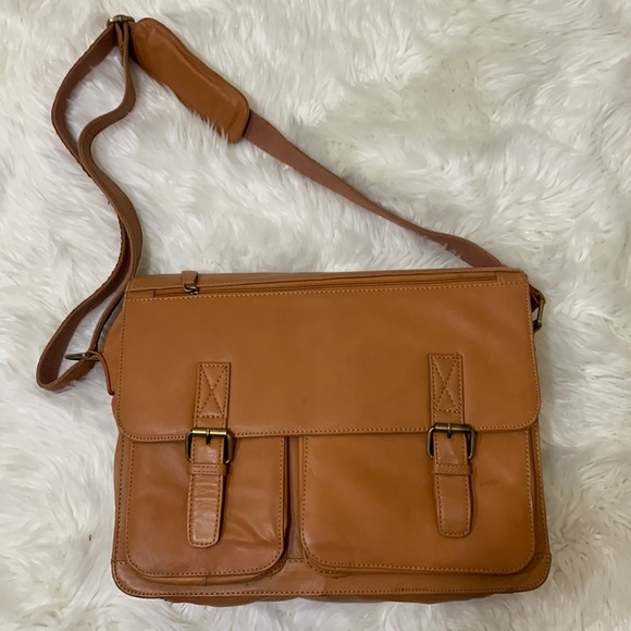 Handbags - Tan camel computer work bag